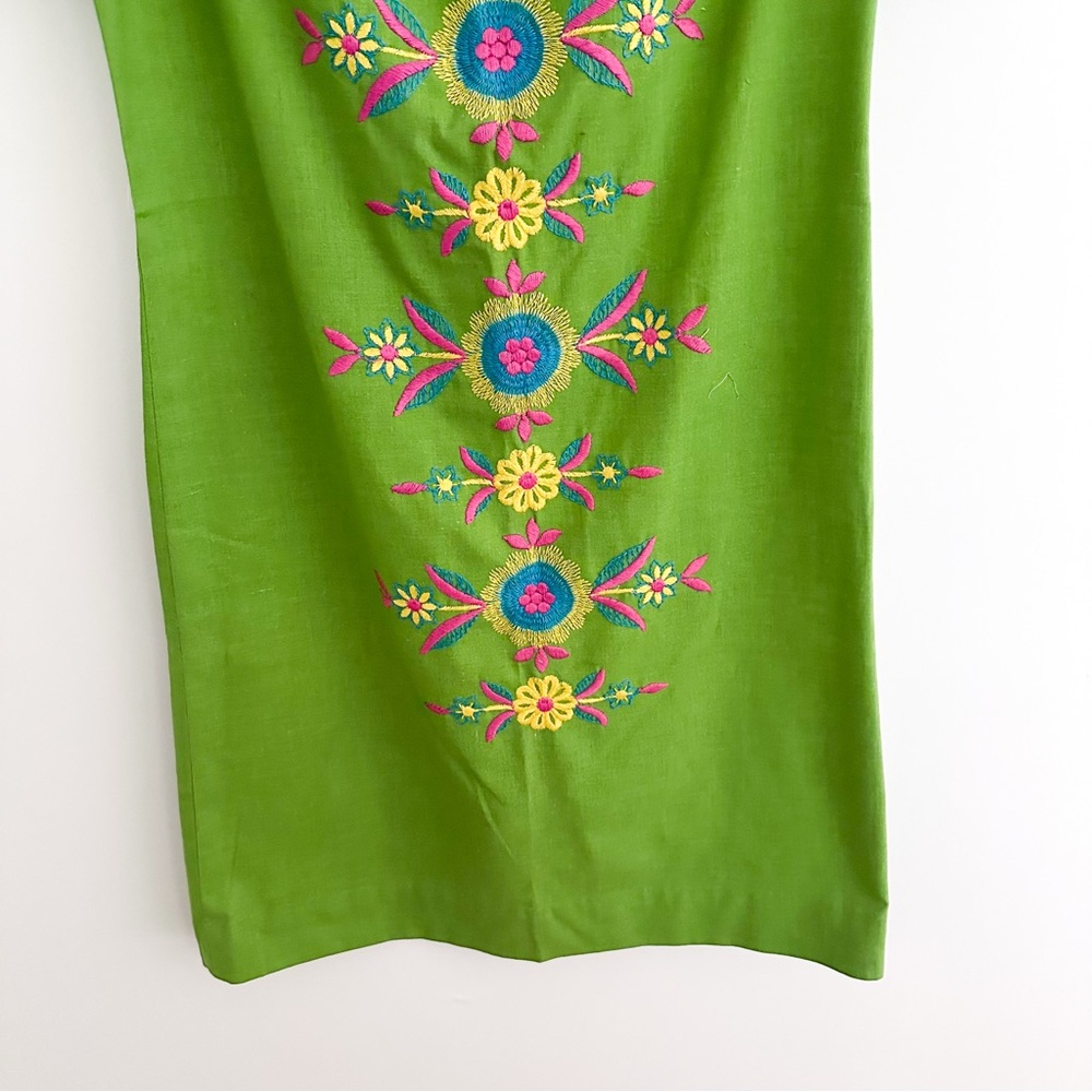 Vintage Green Floral Embroidered Midi Dress - Picture 3 of 8